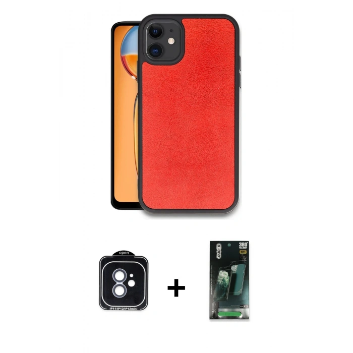 MARSİLYAN™- iPhone 11 Kılıf Kıvılcım Işık Serisi - Siyah 360 Mat Full Body Arka Koruyucu + PVD Metal Kamera Lens - MI