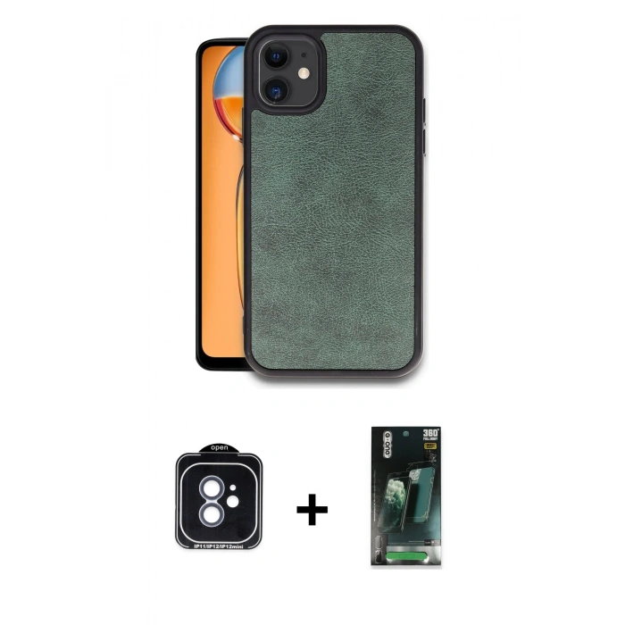 MARSİLYAN™- iPhone 11 Kılıf Kıvılcım Işık Serisi - Siyah 360 Mat Full Body Arka Koruyucu + PVD Metal Kamera Lens - MI