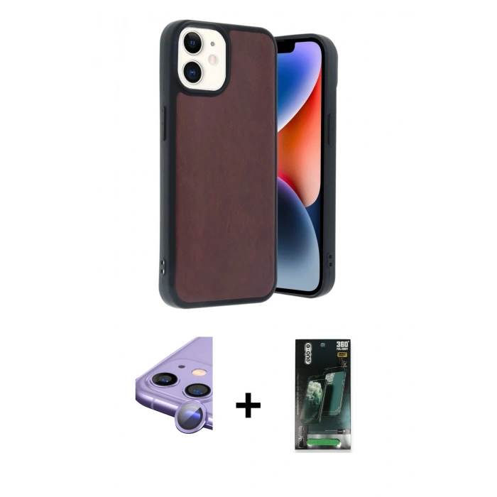 MARSİLYAN™- iPhone 11 Kılıf Kıvılcım Işık Serisi - Siyah 360 Mat Full Body Arka Koruyucu + Raze Metal Kamera Lens - MR