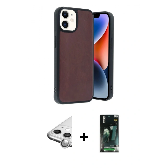 MARSİLYAN™- iPhone 11 Kılıf Kıvılcım Işık Serisi - Siyah 360 Mat Full Body Arka Koruyucu + Raze Metal Kamera Lens - GS