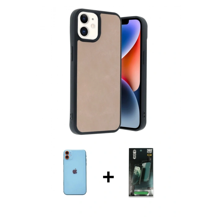 MARSİLYAN™- iPhone 11 Kılıf Kıvılcım Işık Serisi - Siyah 360 Mat Full Body Arka Koruyucu + Neon Fosforlu Kamera Lens - TU