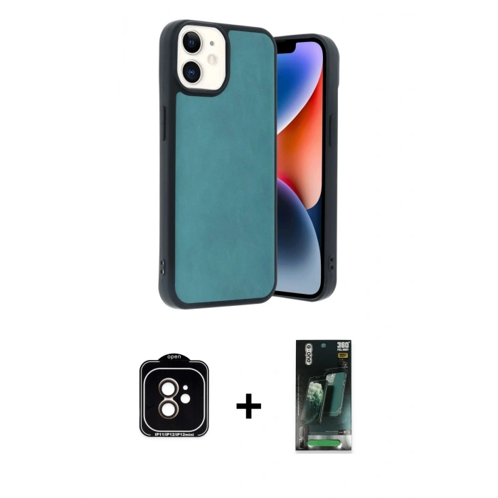 MARSİLYAN™- iPhone 11 Kılıf Kıvılcım Işık Serisi - Siyah 360 Mat Full Body Arka Koruyucu + PVD Metal Kamera Lens - TU