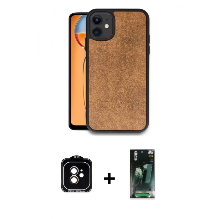 MARSİLYAN™- iPhone 11 Kılıf Kıvılcım Işık Serisi - Siyah 360 Mat Full Body Arka Koruyucu + PVD Metal Kamera Lens - TU