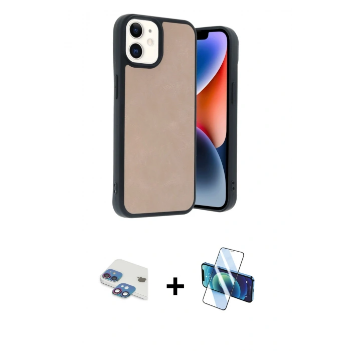MARSİLYAN™- iPhone 11 Kılıf Kıvılcım Işık Serisi - Siyah 3D Antistatik Cam Ekran Koruyucu + Pers Alüminyum Kamera Lens - GI