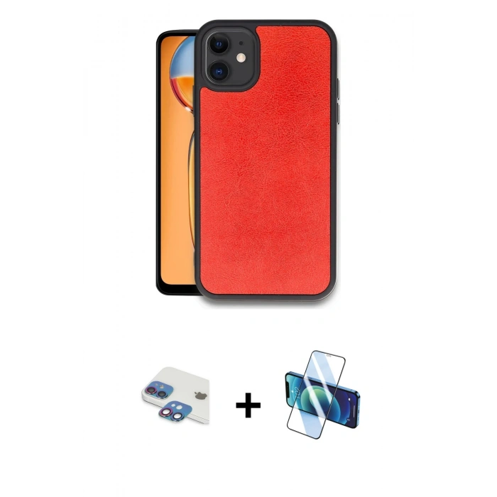 MARSİLYAN™- iPhone 11 Kılıf Kıvılcım Işık Serisi - Siyah 3D Antistatik Cam Ekran Koruyucu + Pers Alüminyum Kamera Lens - GI