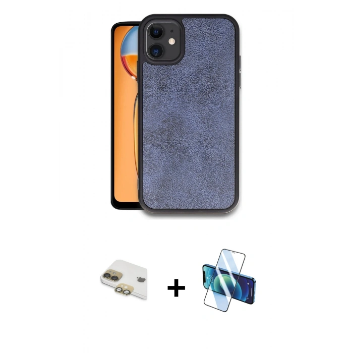 MARSİLYAN™- iPhone 11 Kılıf Kıvılcım Işık Serisi - Siyah 3D Antistatik Cam Ekran Koruyucu + Pers Alüminyum Kamera Lens - GD
