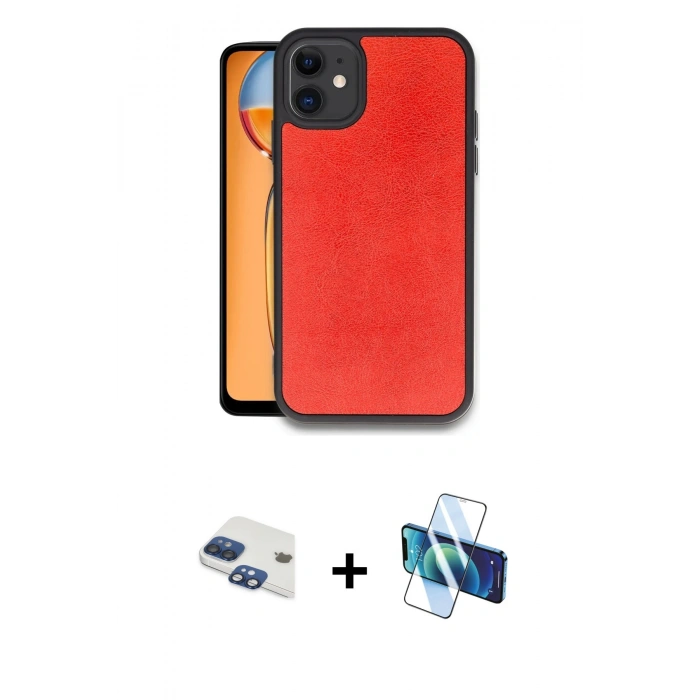 MARSİLYAN™- iPhone 11 Kılıf Kıvılcım Işık Serisi - Siyah 3D Antistatik Cam Ekran Koruyucu + Pers Alüminyum Kamera Lens - LT