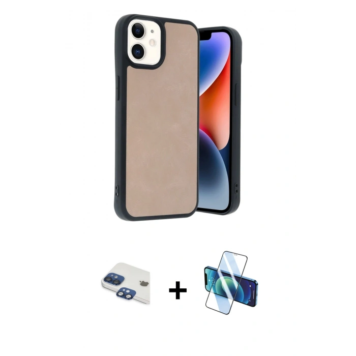 MARSİLYAN™- iPhone 11 Kılıf Kıvılcım Işık Serisi - Siyah 3D Antistatik Cam Ekran Koruyucu + Pers Alüminyum Kamera Lens - LT