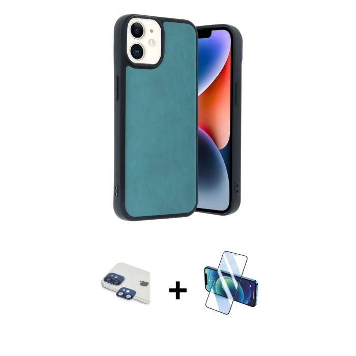 MARSİLYAN™- iPhone 11 Kılıf Kıvılcım Işık Serisi - Siyah 3D Antistatik Cam Ekran Koruyucu + Pers Alüminyum Kamera Lens - LT