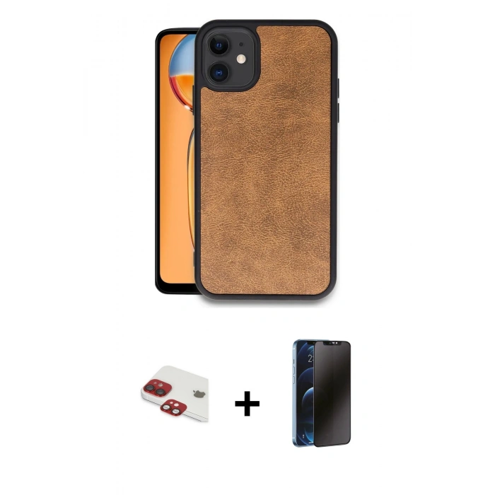 MARSİLYAN™- iPhone 11 Kılıf Kıvılcım Işık Serisi - Siyah 3D Antistatik Hayalet Cam Ekran Koruyucu + Pers Alüminyum Kamera Lens - KI