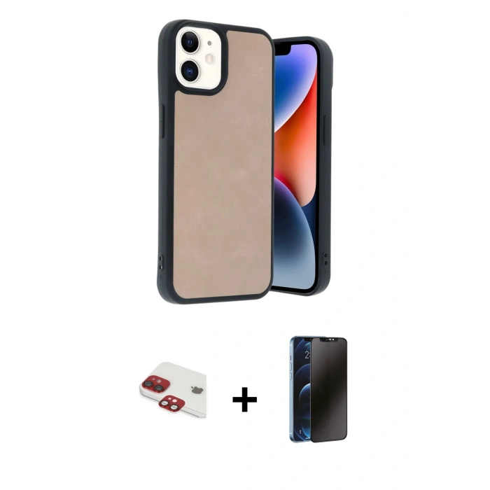 MARSİLYAN™- iPhone 11 Kılıf Kıvılcım Işık Serisi - Siyah 3D Antistatik Hayalet Cam Ekran Koruyucu + Pers Alüminyum Kamera Lens - KI