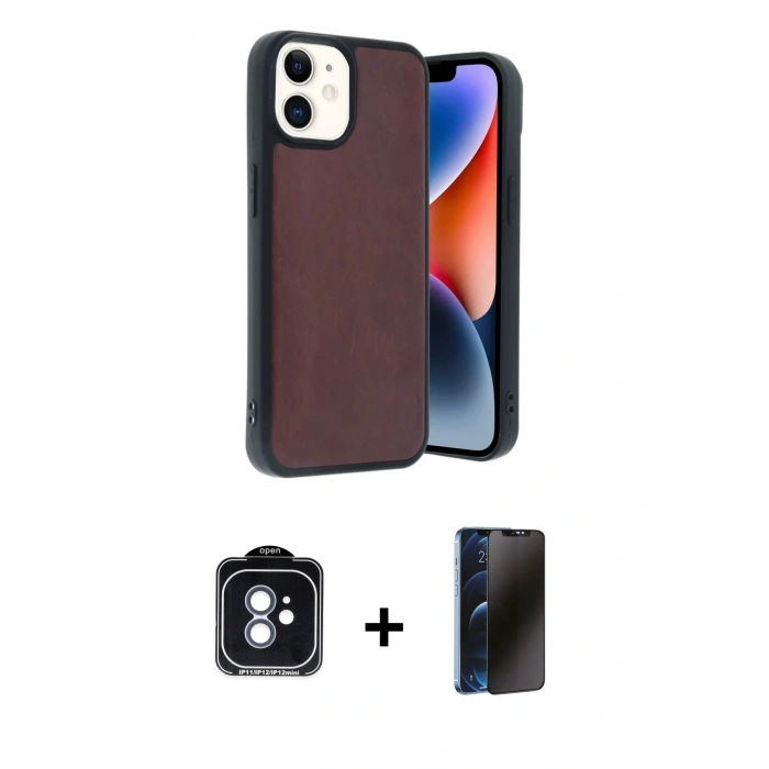 MARSİLYAN™- iPhone 11 Kılıf Kıvılcım Işık Serisi - Siyah 3D Antistatik Hayalet Cam Ekran Koruyucu + PVD Metal Kamera Lens - MI