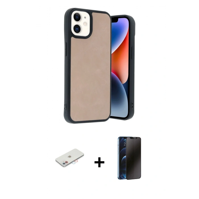 MARSİLYAN™- iPhone 11 Kılıf Kıvılcım Işık Serisi - Siyah 3D Antistatik Hayalet Cam Ekran Koruyucu + Renkli Kamera Lens Koruma Cam - PE