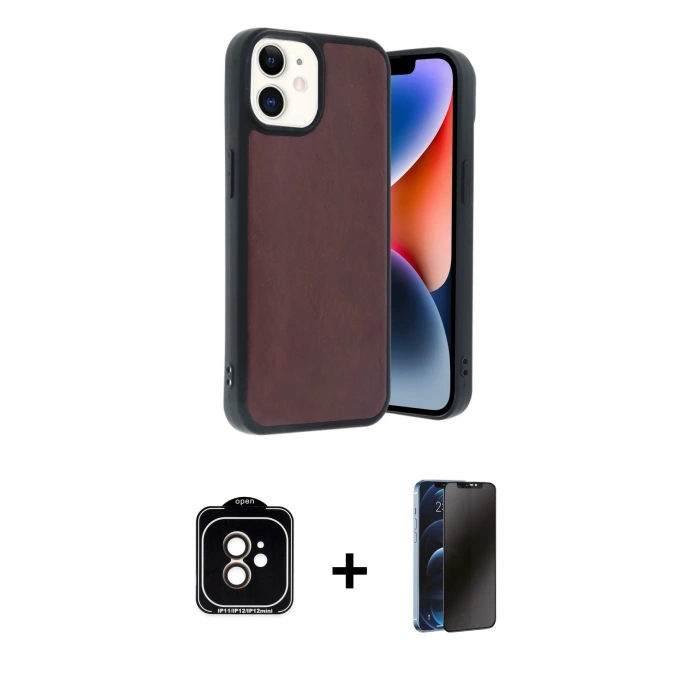 MARSİLYAN™- iPhone 11 Kılıf Kıvılcım Işık Serisi - Siyah 3D Antistatik Hayalet Cam Ekran Koruyucu + PVD Metal Kamera Lens - TU