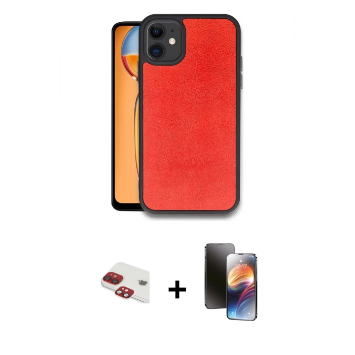 MARSİLYAN™- iPhone 11 Kılıf Kıvılcım Işık Serisi - Siyah 3D Antistatik Mat Seramik Nano Ekran Koruyucu + Pers Alüminyum Kamera Lens - KI
