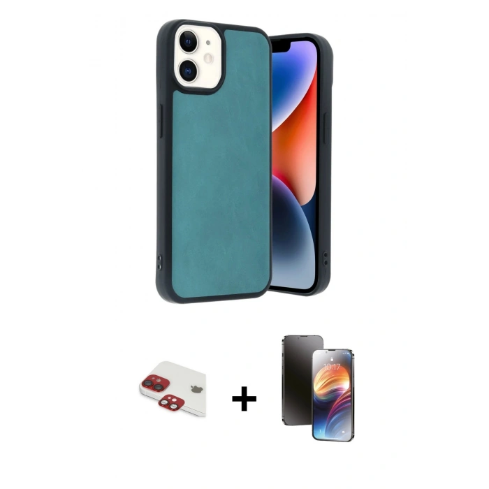 MARSİLYAN™- iPhone 11 Kılıf Kıvılcım Işık Serisi - Siyah 3D Antistatik Mat Seramik Nano Ekran Koruyucu + Pers Alüminyum Kamera Lens - KI
