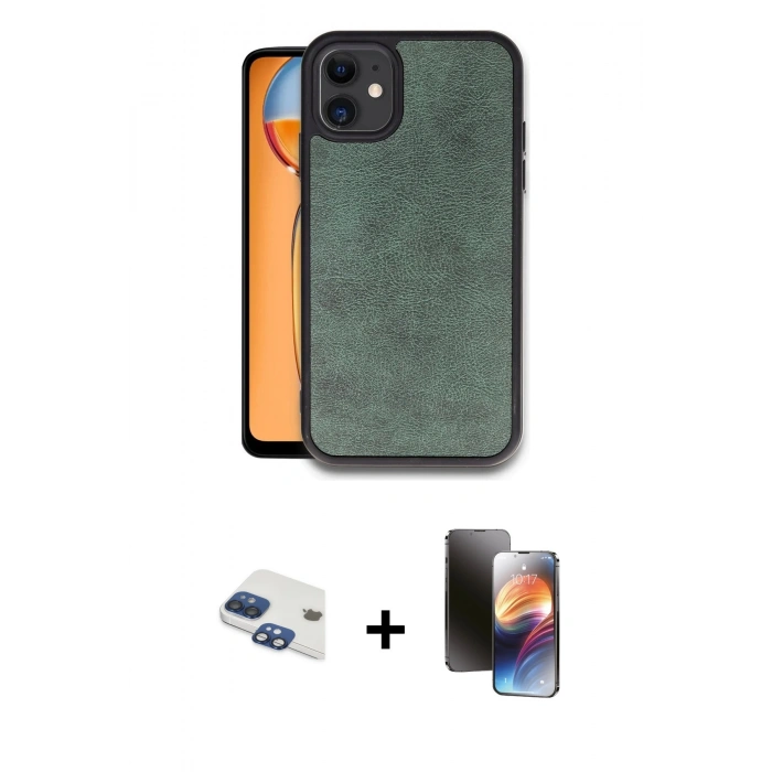 MARSİLYAN™- iPhone 11 Kılıf Kıvılcım Işık Serisi - Siyah 3D Antistatik Mat Seramik Nano Ekran Koruyucu + Pers Alüminyum Kamera Lens - LT