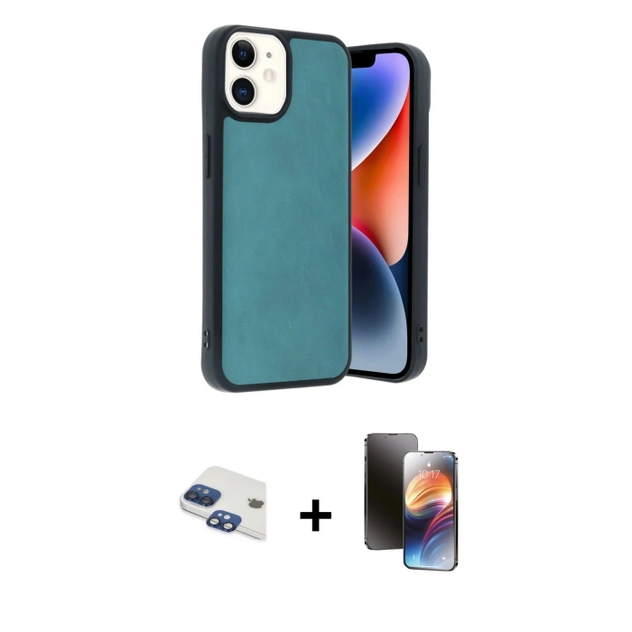 MARSİLYAN™- iPhone 11 Kılıf Kıvılcım Işık Serisi - Siyah 3D Antistatik Mat Seramik Nano Ekran Koruyucu + Pers Alüminyum Kamera Lens - LT