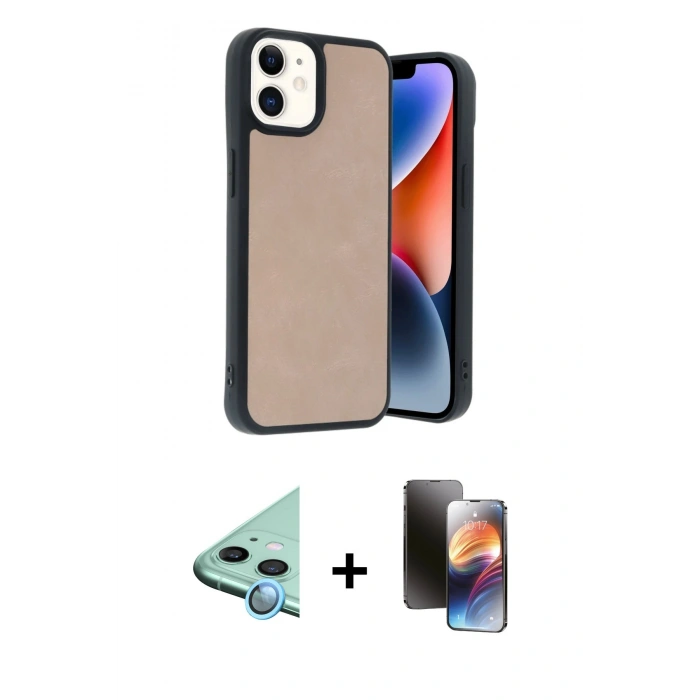 MARSİLYAN™- iPhone 11 Kılıf Kıvılcım Işık Serisi - Siyah 3D Antistatik Mat Seramik Nano Ekran Koruyucu + Raze Metal Kamera Lens - MI