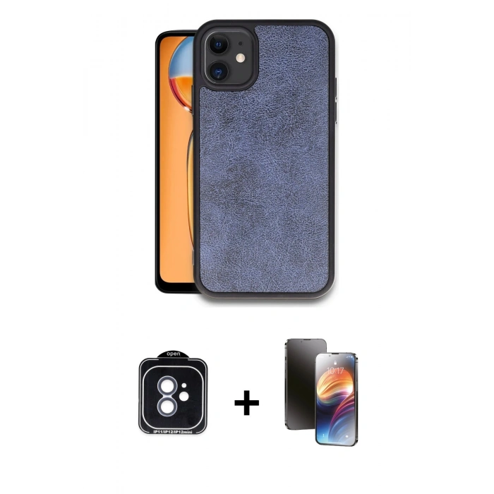 MARSİLYAN™- iPhone 11 Kılıf Kıvılcım Işık Serisi - Siyah 3D Antistatik Mat Seramik Nano Ekran Koruyucu + PVD Metal Kamera Lens - MI