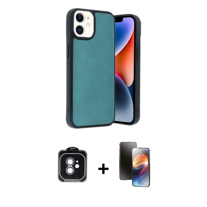 MARSİLYAN™- iPhone 11 Kılıf Kıvılcım Işık Serisi - Siyah 3D Antistatik Mat Seramik Nano Ekran Koruyucu + PVD Metal Kamera Lens - MI