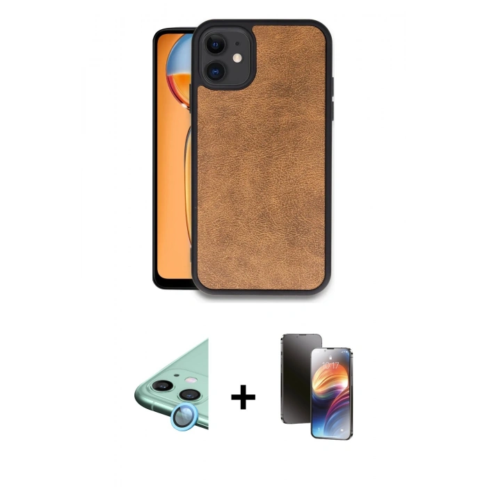 MARSİLYAN™- iPhone 11 Kılıf Kıvılcım Işık Serisi - Siyah 3D Antistatik Mat Seramik Nano Ekran Koruyucu + Raze Metal Kamera Lens - MI