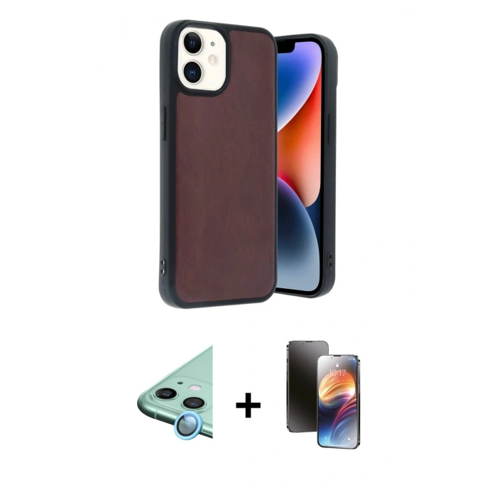 MARSİLYAN™- iPhone 11 Kılıf Kıvılcım Işık Serisi - Siyah 3D Antistatik Mat Seramik Nano Ekran Koruyucu + Raze Metal Kamera Lens - MI