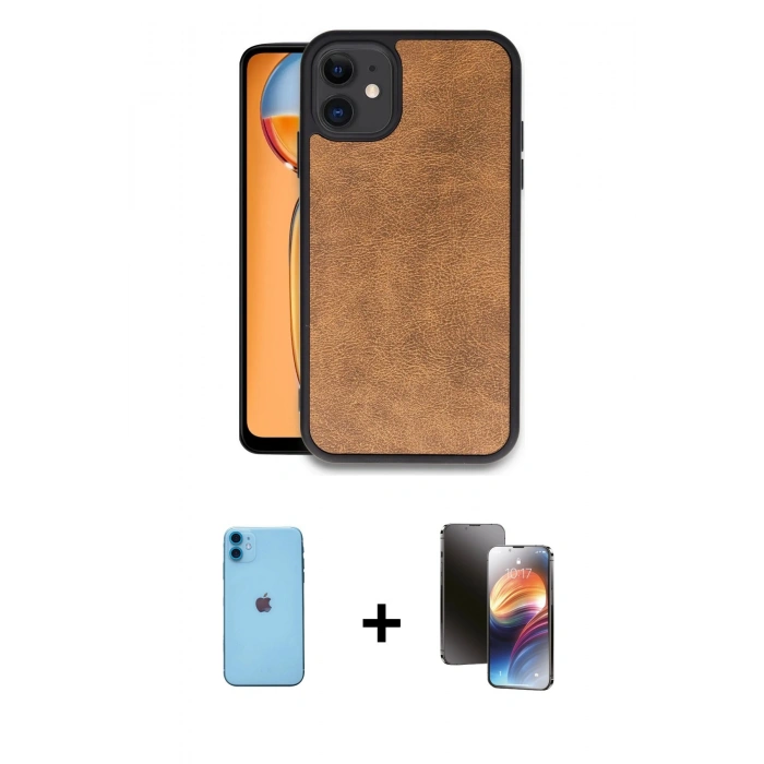 MARSİLYAN™- iPhone 11 Kılıf Kıvılcım Işık Serisi - Siyah 3D Antistatik Mat Seramik Nano Ekran Koruyucu + Neon Fosforlu Kamera Lens - MI