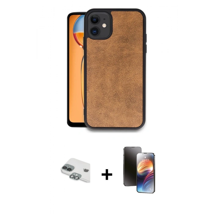 MARSİLYAN™- iPhone 11 Kılıf Kıvılcım Işık Serisi - Siyah 3D Antistatik Mat Seramik Nano Ekran Koruyucu + Pers Alüminyum Kamera Lens - YL