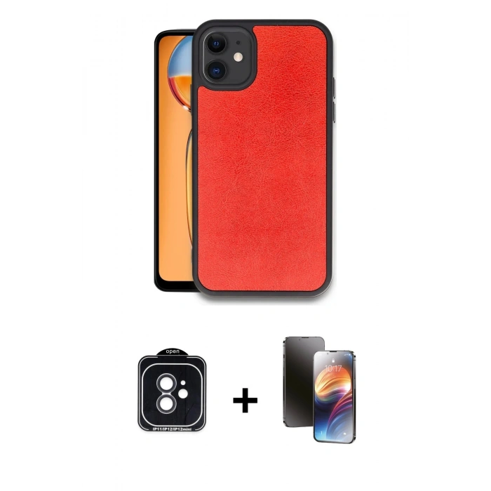 MARSİLYAN™- iPhone 11 Kılıf Kıvılcım Işık Serisi - Siyah 3D Antistatik Mat Seramik Nano Ekran Koruyucu + PVD Metal Kamera Lens - SH