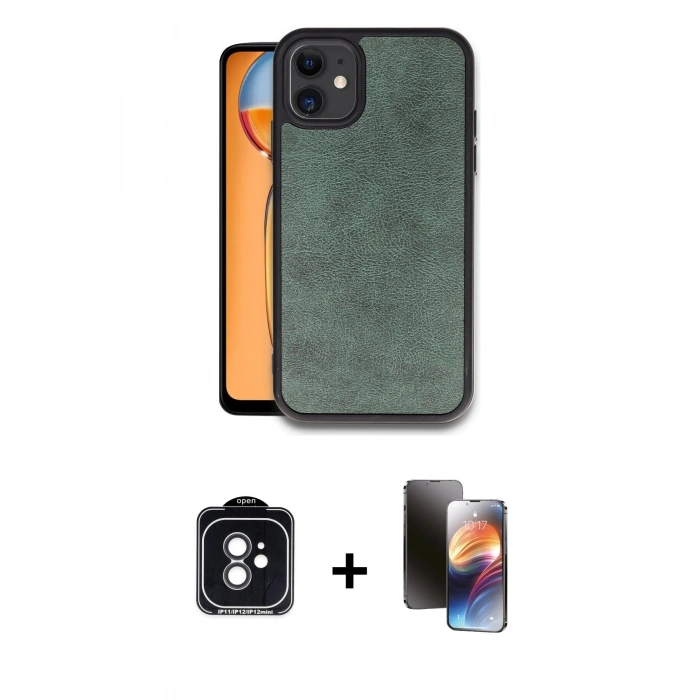 MARSİLYAN™- iPhone 11 Kılıf Kıvılcım Işık Serisi - Siyah 3D Antistatik Mat Seramik Nano Ekran Koruyucu + PVD Metal Kamera Lens - SH