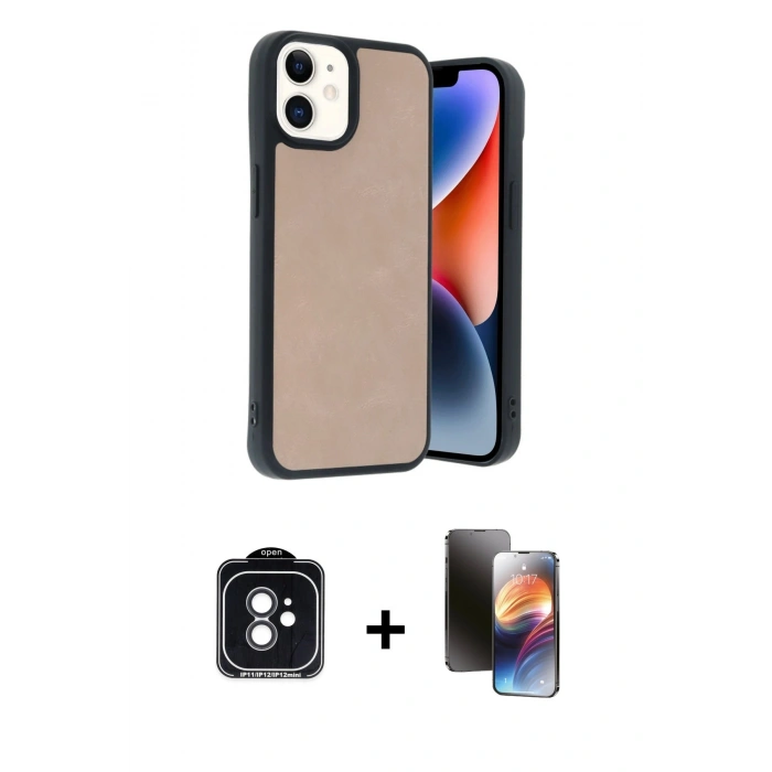 MARSİLYAN™- iPhone 11 Kılıf Kıvılcım Işık Serisi - Siyah 3D Antistatik Mat Seramik Nano Ekran Koruyucu + PVD Metal Kamera Lens - SH
