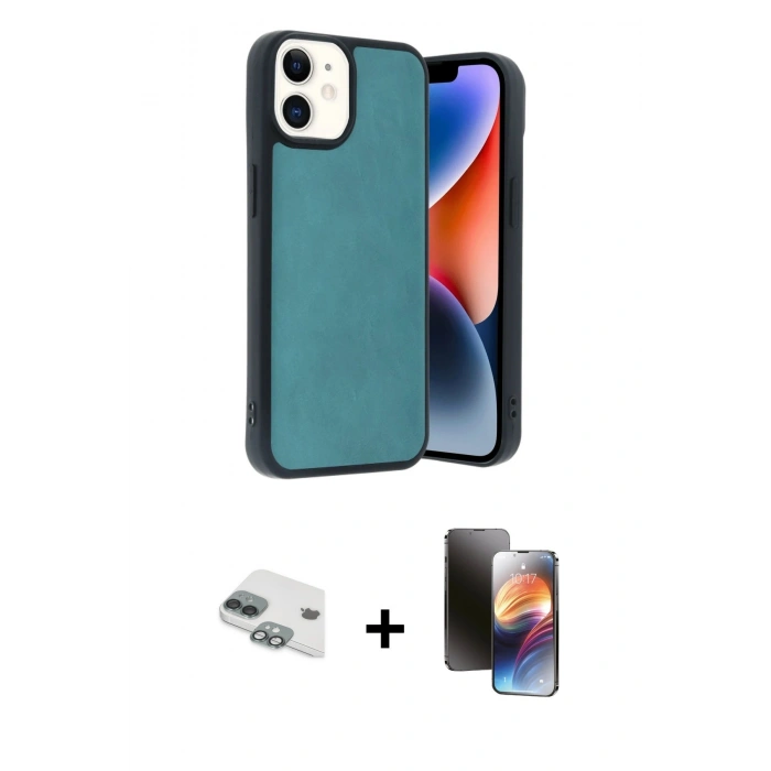 MARSİLYAN™- iPhone 11 Kılıf Kıvılcım Işık Serisi - Siyah 3D Antistatik Mat Seramik Nano Ekran Koruyucu + Pers Alüminyum Kamera Lens - YL