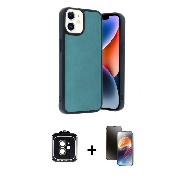 MARSİLYAN™- iPhone 11 Kılıf Kıvılcım Işık Serisi - Siyah 3D Antistatik Mat Seramik Nano Ekran Koruyucu + PVD Metal Kamera Lens - SH