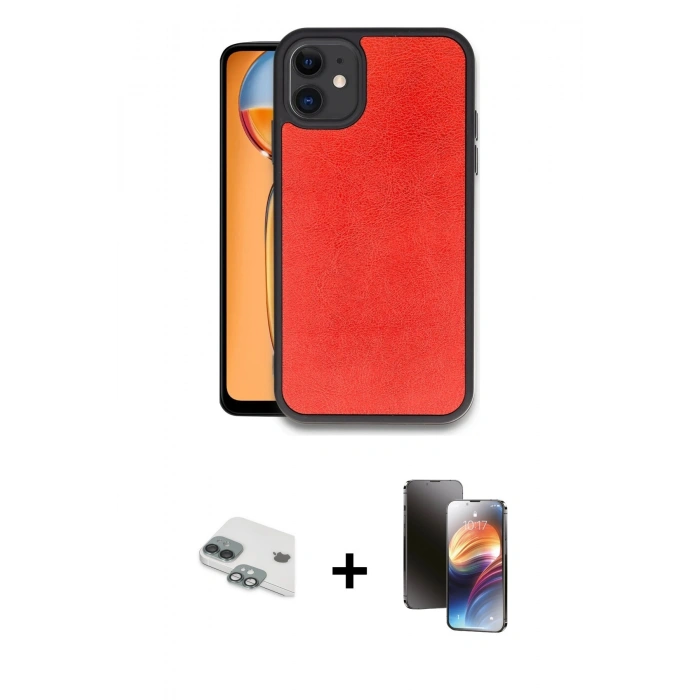 MARSİLYAN™- iPhone 11 Kılıf Kıvılcım Işık Serisi - Siyah 3D Antistatik Mat Seramik Nano Ekran Koruyucu + Pers Alüminyum Kamera Lens - YL