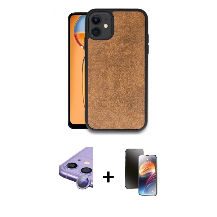 MARSİLYAN™- iPhone 11 Kılıf Kıvılcım Işık Serisi - Siyah 3D Antistatik Mat Seramik Nano Ekran Koruyucu + Raze Metal Kamera Lens - MR