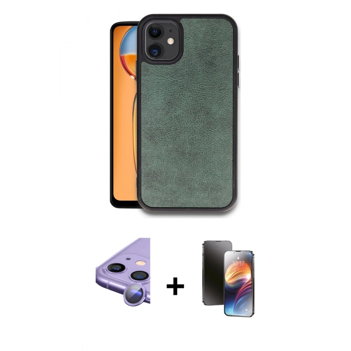 MARSİLYAN™- iPhone 11 Kılıf Kıvılcım Işık Serisi - Siyah 3D Antistatik Mat Seramik Nano Ekran Koruyucu + Raze Metal Kamera Lens - MR