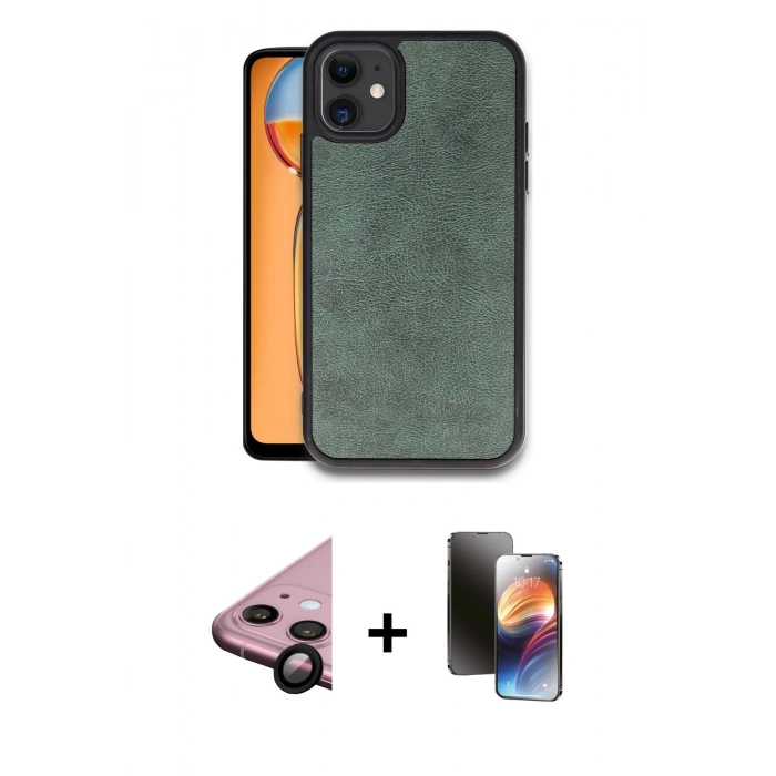 MARSİLYAN™- iPhone 11 Kılıf Kıvılcım Işık Serisi - Siyah 3D Antistatik Mat Seramik Nano Ekran Koruyucu + Raze Metal Kamera Lens - SH