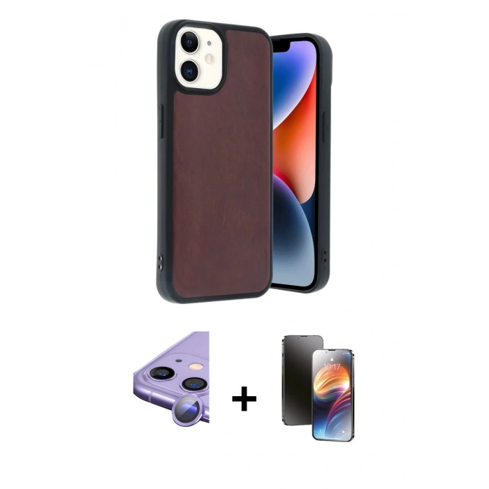 MARSİLYAN™- iPhone 11 Kılıf Kıvılcım Işık Serisi - Siyah 3D Antistatik Mat Seramik Nano Ekran Koruyucu + Raze Metal Kamera Lens - MR