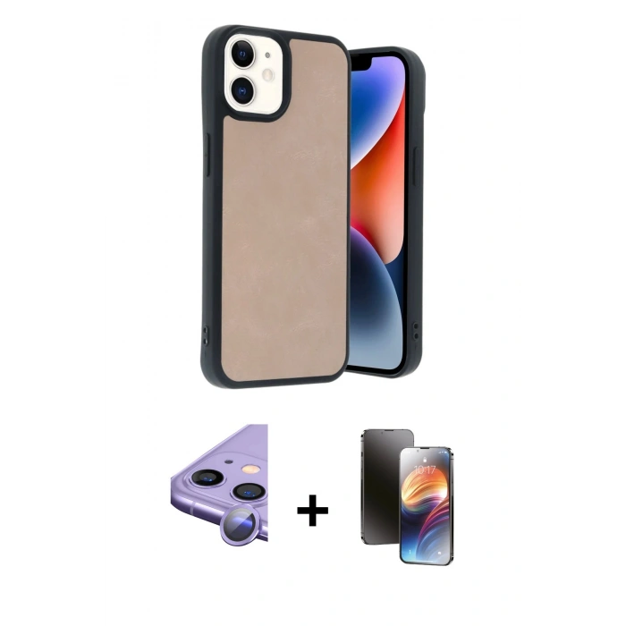MARSİLYAN™- iPhone 11 Kılıf Kıvılcım Işık Serisi - Siyah 3D Antistatik Mat Seramik Nano Ekran Koruyucu + Raze Metal Kamera Lens - MR