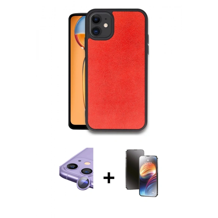 MARSİLYAN™- iPhone 11 Kılıf Kıvılcım Işık Serisi - Siyah 3D Antistatik Mat Seramik Nano Ekran Koruyucu + Raze Metal Kamera Lens - MR