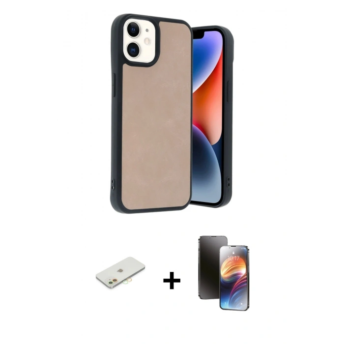 MARSİLYAN™- iPhone 11 Kılıf Kıvılcım Işık Serisi - Siyah 3D Antistatik Mat Seramik Nano Ekran Koruyucu + Renkli Kamera Lens Koruma Cam - TU