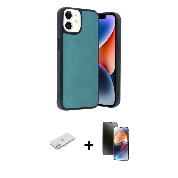 MARSİLYAN™- iPhone 11 Kılıf Kıvılcım Işık Serisi - Siyah 3D Antistatik Mat Seramik Nano Ekran Koruyucu + Renkli Kamera Lens Koruma Cam - TU