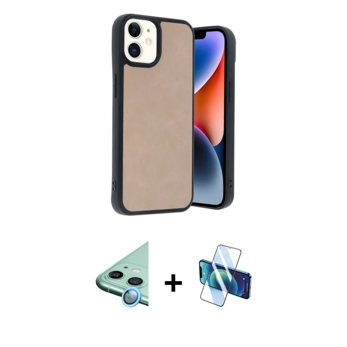 MARSİLYAN™- iPhone 11 Kılıf Kıvılcım Işık Serisi - Siyah 3D Antistatik Seramik Nano Ekran Koruyucu + Raze Metal Kamera Lens - MI