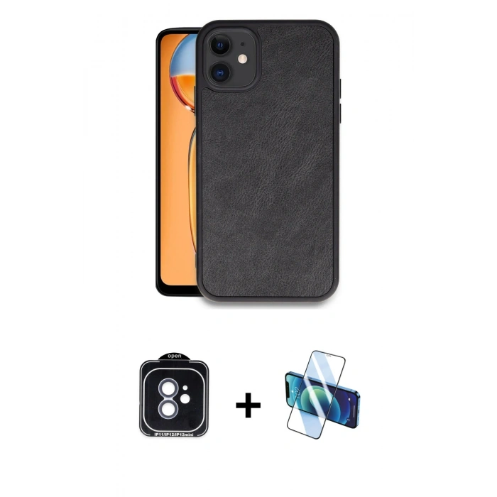 MARSİLYAN™- iPhone 11 Kılıf Kıvılcım Işık Serisi - Siyah 3D Antistatik Seramik Nano Ekran Koruyucu + PVD Metal Kamera Lens - MI