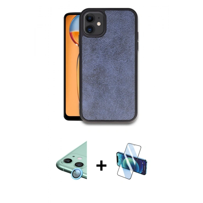 MARSİLYAN™- iPhone 11 Kılıf Kıvılcım Işık Serisi - Siyah 3D Antistatik Seramik Nano Ekran Koruyucu + Raze Metal Kamera Lens - MI