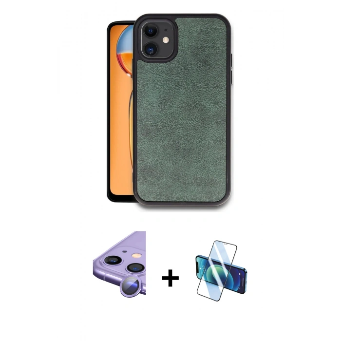 MARSİLYAN™- iPhone 11 Kılıf Kıvılcım Işık Serisi - Siyah 3D Antistatik Seramik Nano Ekran Koruyucu + Raze Metal Kamera Lens - MR