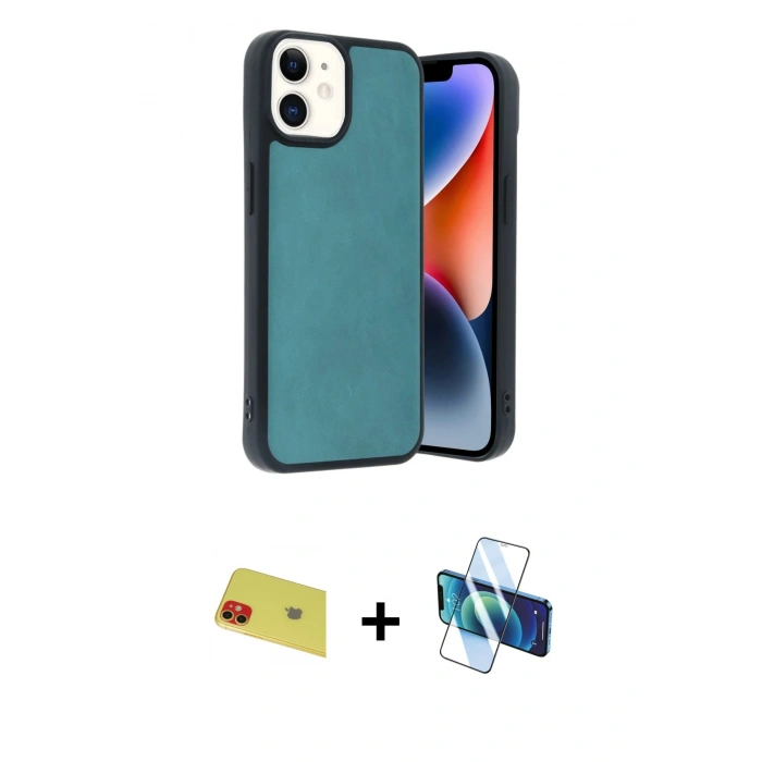 MARSİLYAN™- iPhone 11 Kılıf Kıvılcım Işık Serisi - Siyah 3D Antistatik Seramik Nano Ekran Koruyucu + Rainbow Kamera Lens Koruma Cam - KI