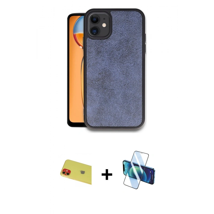 MARSİLYAN™- iPhone 11 Kılıf Kıvılcım Işık Serisi - Siyah 3D Antistatik Seramik Nano Ekran Koruyucu + Rainbow Kamera Lens Koruma Cam - KI