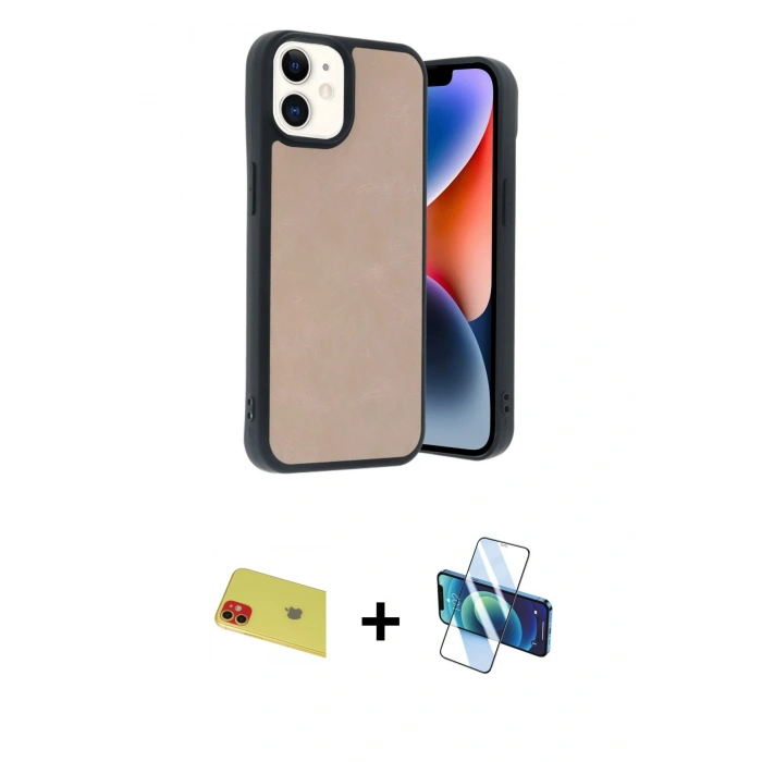 MARSİLYAN™- iPhone 11 Kılıf Kıvılcım Işık Serisi - Siyah 3D Antistatik Seramik Nano Ekran Koruyucu + Rainbow Kamera Lens Koruma Cam - KI